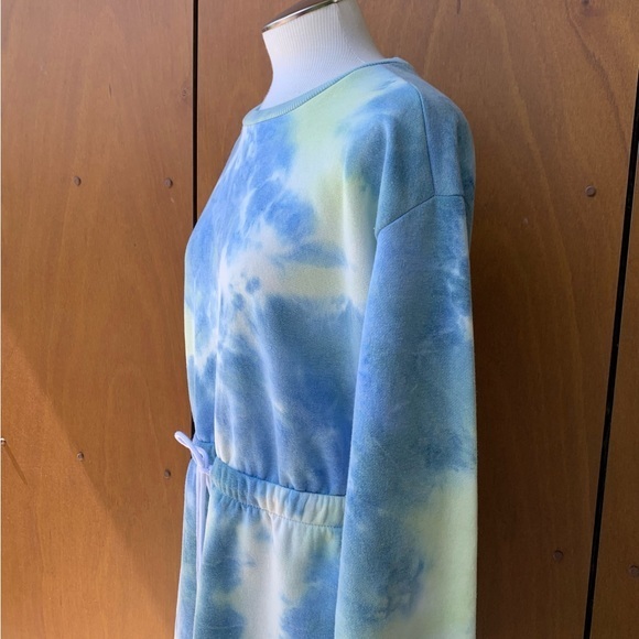 Angel Kiss Tie Dye Sweatshirt Dress NWT in blues & green pastel colors,‎ large - Picture 4 of 9